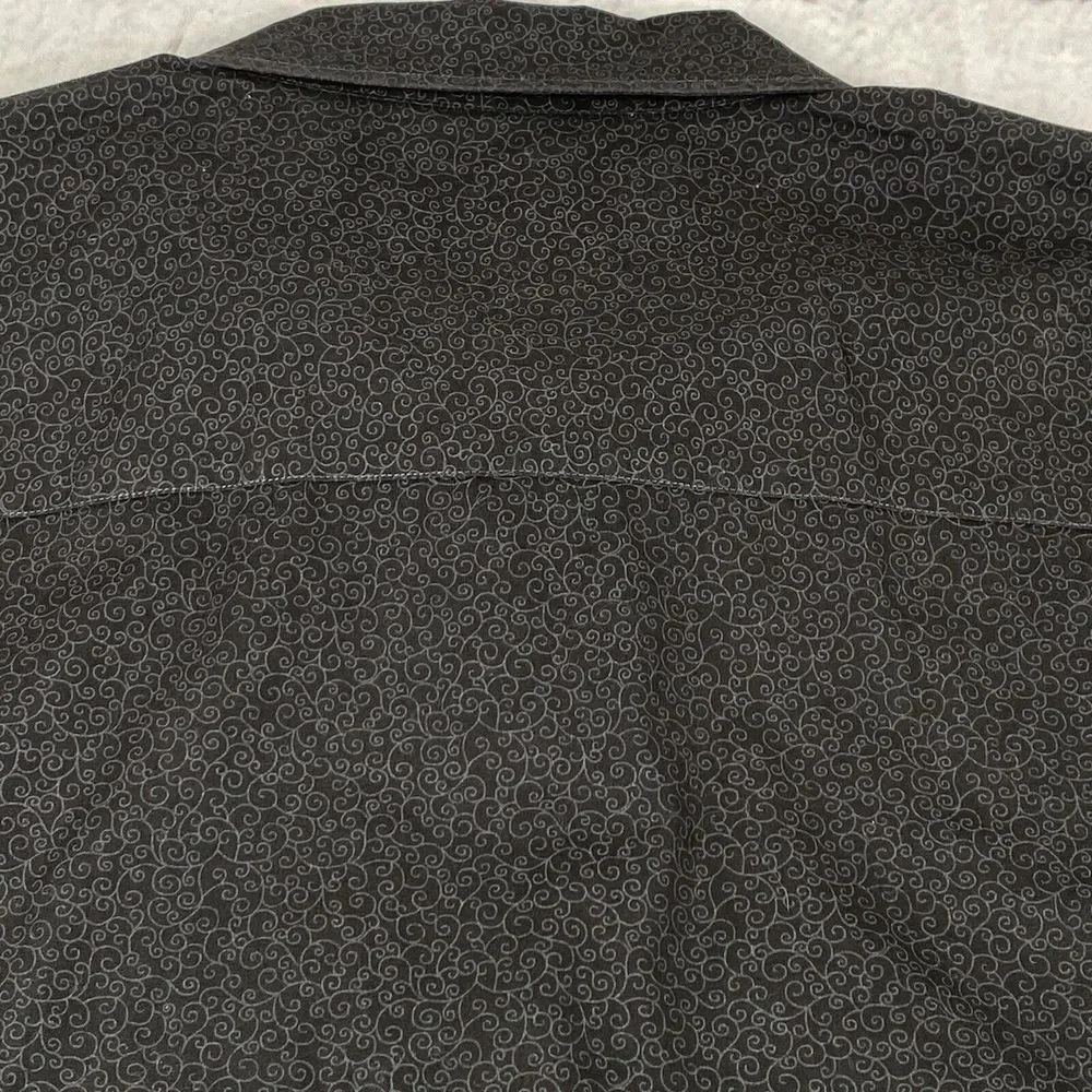 Ryder Men's Button Up Shirt Western Size XL Black Swirly Pattern‎ Cowboy Rodeo